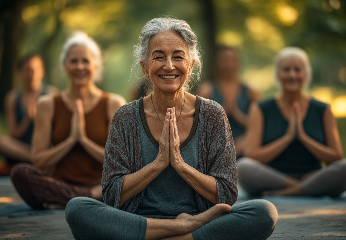 Група людей після заняття йогою